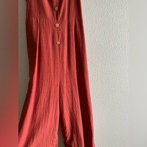 Burnt orange jumpsuit, perfect for summer weddings! Size L, but fits me (s/m)